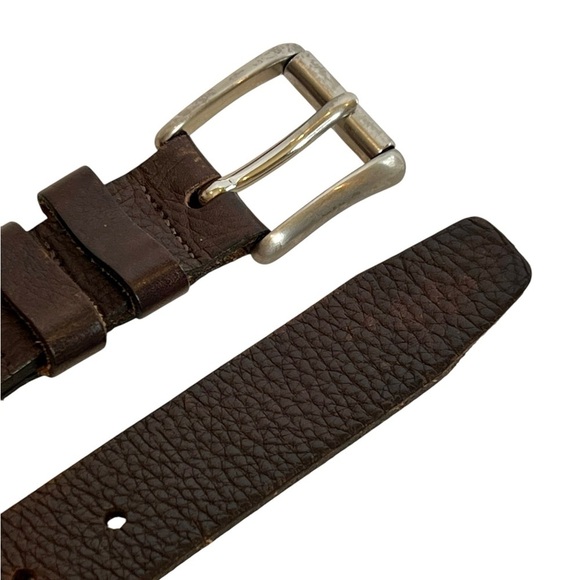 Dockers Full Grain Leather Dark Brown Classic Belt Brass Buckle Made In Italy - Picture 3 of 8